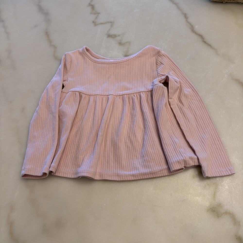 Carter's Toddler Girl Size 5T Long Sleeve Baby Doll Style Top/Shirt Pink Ribbed
